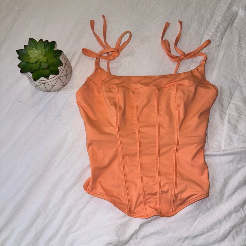 Gilly Hicks peachy pink corset top with adjustable straps